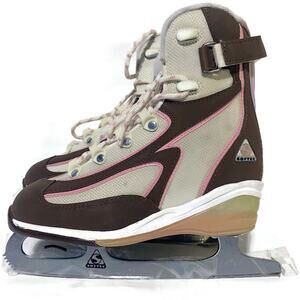 Jackson Softec Ice Skates Girls Size 6 White Brown Gray and Pink